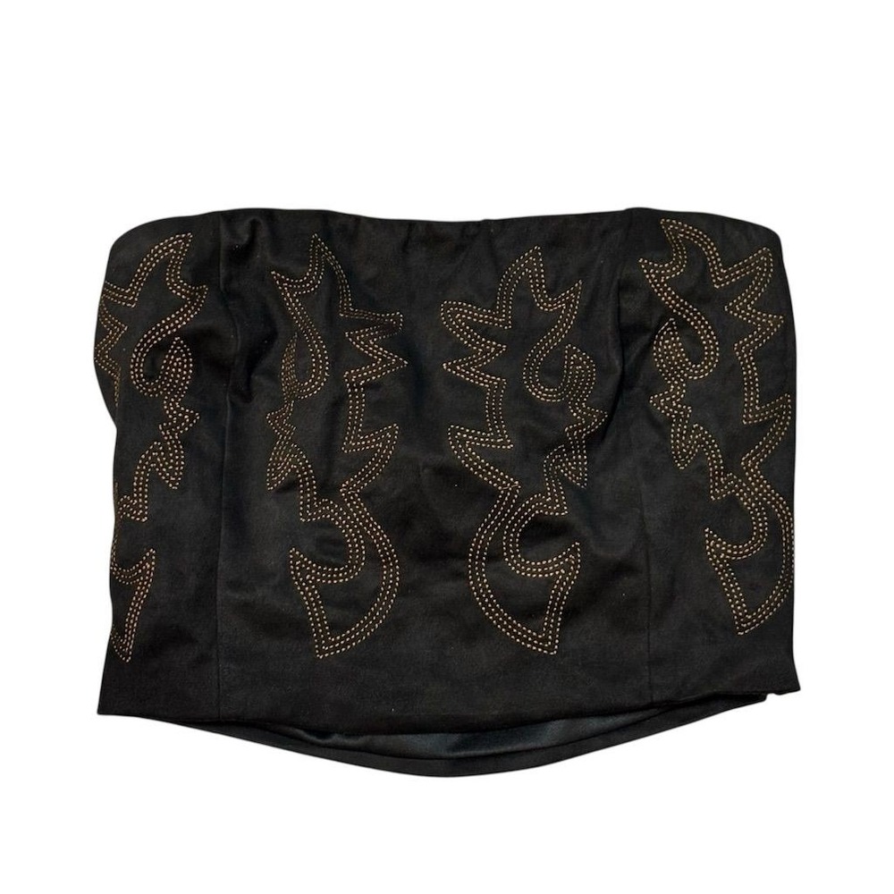 Lucky & Blessed Women's Black Boot Stitch Corset Top Size‎ M western